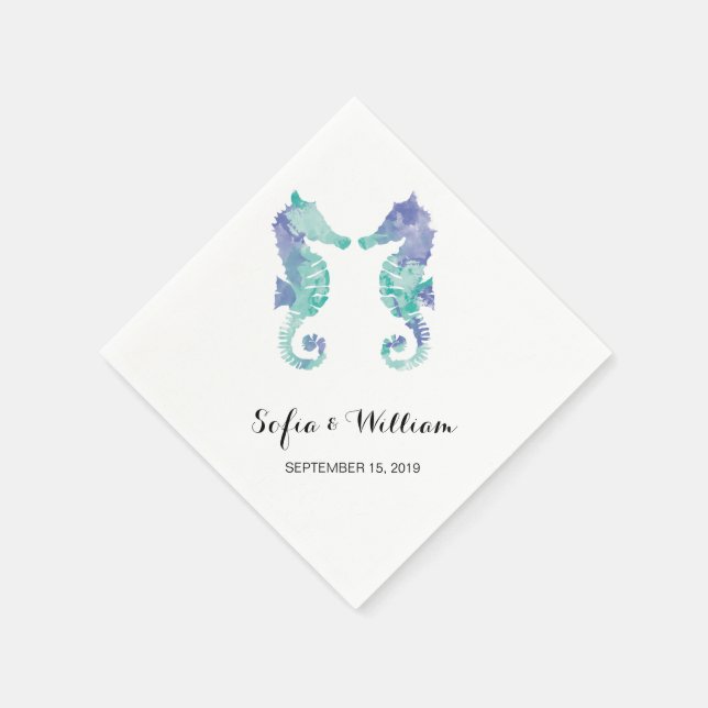 Kustsjöns vattenfärg | Bröllop Pappersservett (Hörn)