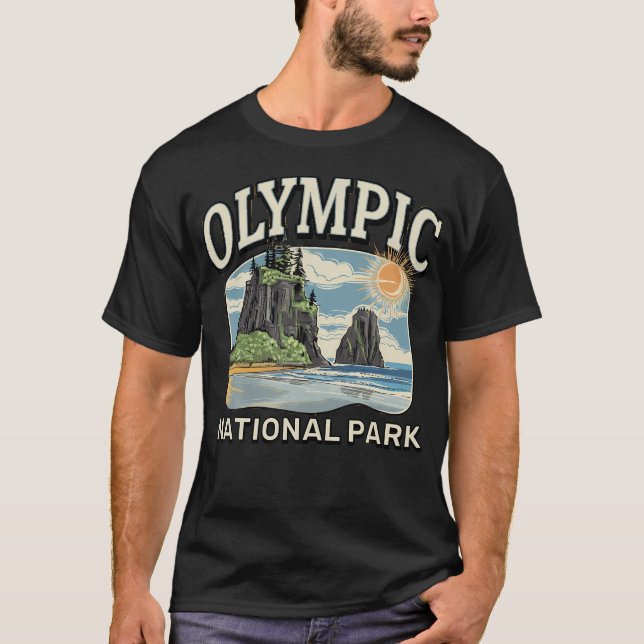 Kustskogslandskap Hoh regnskog Olympiska T Shirt (Framsida)