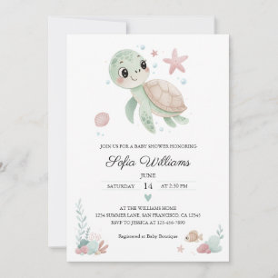 Kustsköldpadda Baby Shower Inbjudan