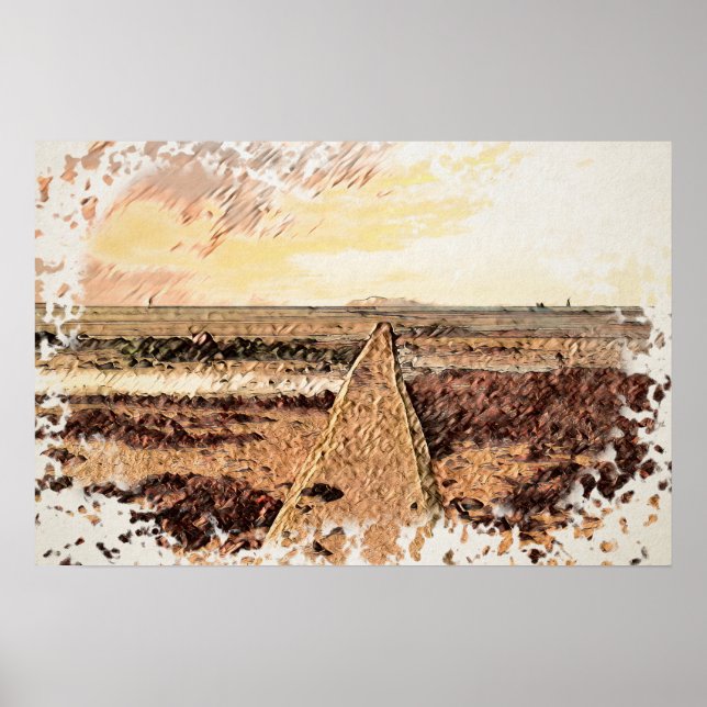Kustskymning: Ardrossan Beach Watercolour Poster (Framsidan)