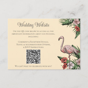 Kustsmör Gult Flamingo Bröllops QR-kort Tilläggskort