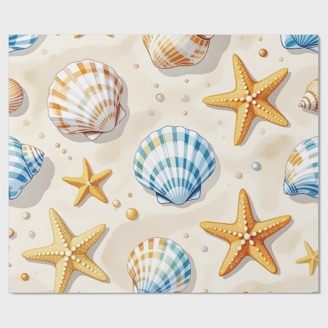 Kustsnäckstjärna Strandmönster Presentpapper (Platt)