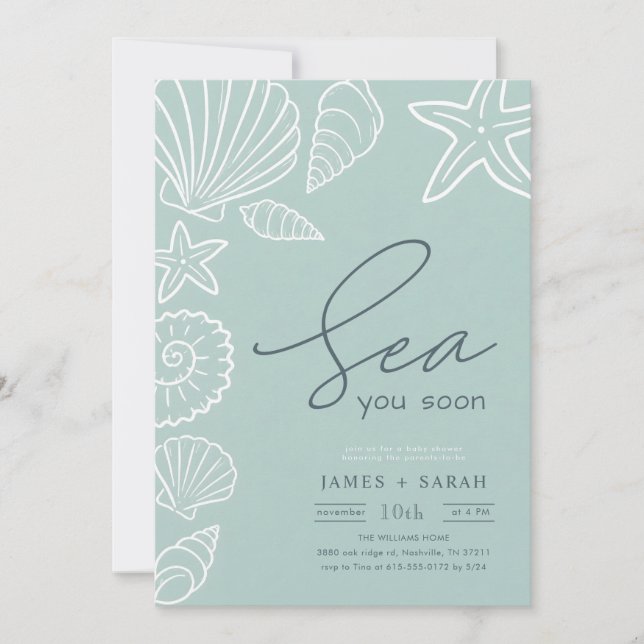 Kustsniglar ser dig snart Baby Shower Inbjudningar (Framsida)