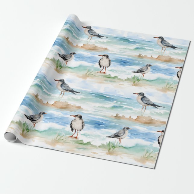 Kustsnipes Strandomuster (4) Presentpapper (Utrullad)