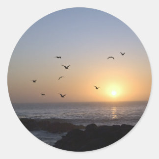 Kustsolnedgångsmärken Runt Klistermärke