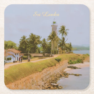 Kuststaden Galle, Sri Lanka Resa Minne Underlägg Papper Kvadrat