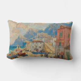 Kuststaden i Spanien (Vintage Spanska landskapet) Lumbarkudde