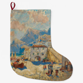 Kuststaden i Spanien (Vintage Spanska landskapet) Stor Julstrumpa