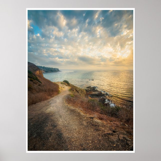 Kuststig Solnedgång Ljus Landskap Strand Konst Poster (Framsidan)