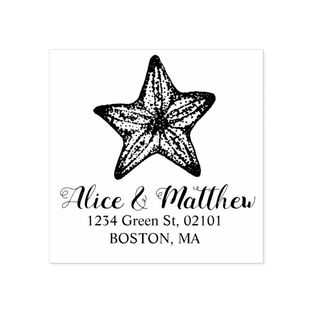 Kuststjärtfenad bröllop monogram stämpel (Tryck)