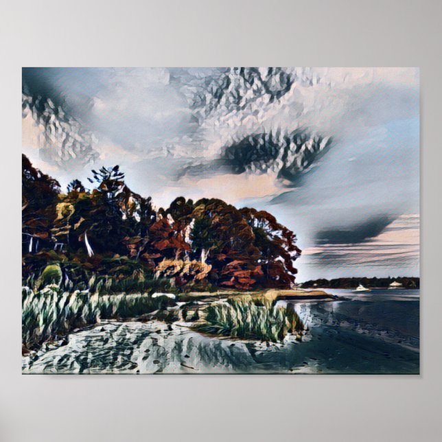 Kuststormmoln samlas över Kap Cod Shore Poster (Framsidan)