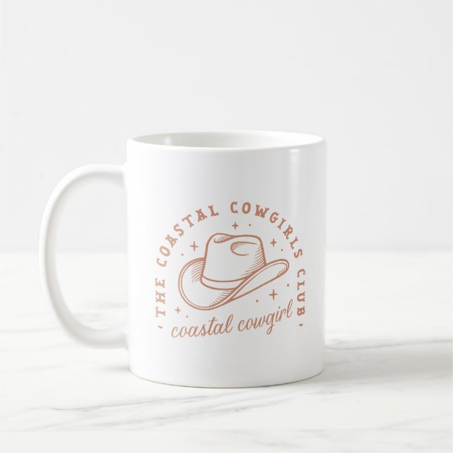 Kuststrand cowgirl hatt boho brun estetisk kaffemugg (Vänster)