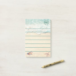 Kuststrand Tematiserad Monogram Linje Post-it Block