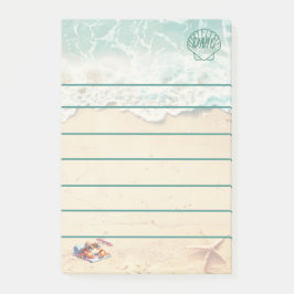Kuststrand Tematiserad Monogram Linje Post-it Block