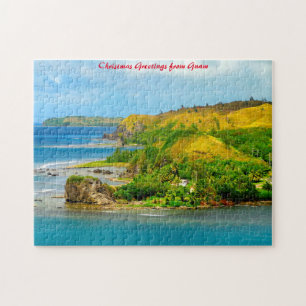 Kuststranden Guam.Julhälsningar Pussel