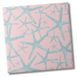Kuststranden Mönster Kakelplatta<br><div class="desc">En söt och trendig rosa och tealstrand mönster med svält. Byt ut bakgrunden färg om du vill! Om du vill använda den här plattan som en liten underlägg eller trivet för en drink eller platta... eller om du vill gå stor med ett köksstölder, eller badplatta, är upp till dig! Gör...</div>