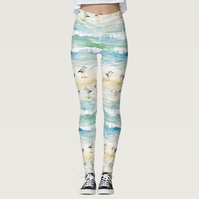 Kuststrandpiparens strandlinjemönster (5) leggings (Framsida)