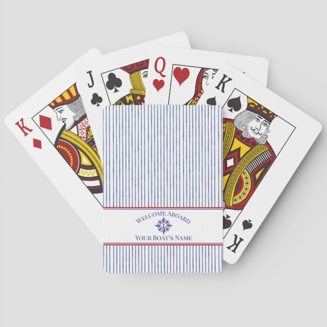 Kuststrimma Monogram Båtnamnsdesign Casinokort (Baksidan)
