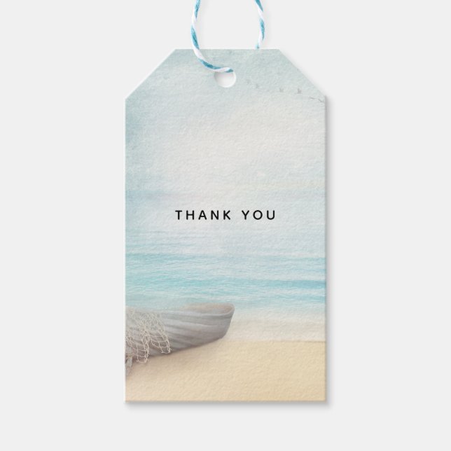 Kustströ med Tack av fiskefartyg Presentetikett (Framsidan)