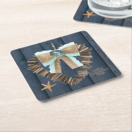 Kuststrumpemat Driftwood Heart Valentines day Underlägg Papper Kvadrat