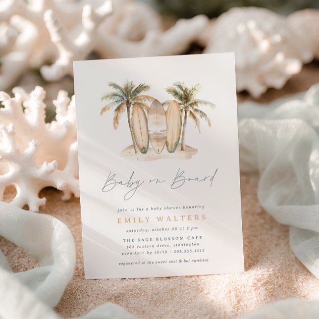 Kuststrupe Baby på Surfan Theme Baby Shower Inbjudningar (Skapare uppladdad)