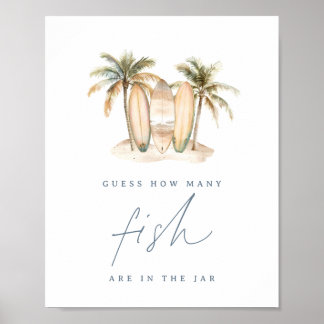 Kustsurf Baby Shower Fiskgissningslek skylt