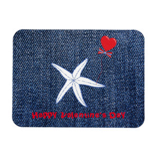 Kusttema Alla hjärtans dag Red Heart & Starfish Magnet