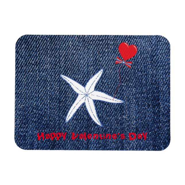 Kusttema Alla hjärtans dag Red Heart & Starfish Magnet (Horisontell)