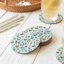 Kusttema för Beach-fyren för nautisk jul Underlägg Papper Rund