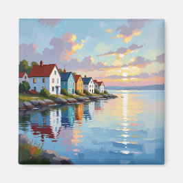 Kusttema | Strandhus vid viken   Magnet