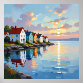 Kusttema | Strandhus vid viken   Poster
