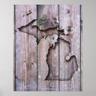 Kustträff Carved Michigan Faux Wood Carving Poster