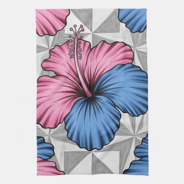 Kusttropisk Hibiskus-mönster (6) Kökshandduk (Vertikal)