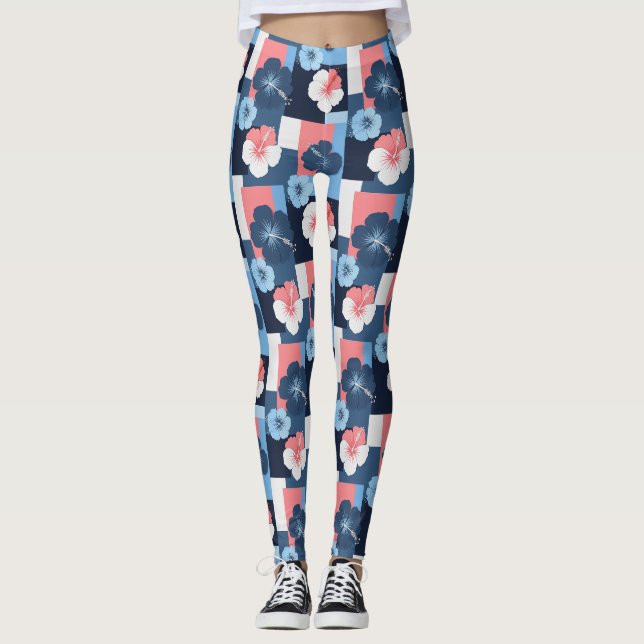 Kusttropiskt hibiskusmönster (11) leggings (Framsida)