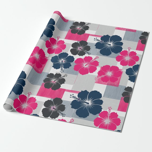 Kusttropiskt hibiskusmönster (13) presentpapper (Utrullad)