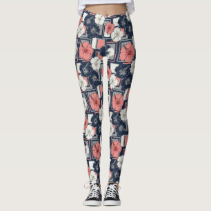 Kusttropiskt Hibiskusmönster (4) Leggings