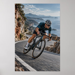 Kustvägen Cyklist Bergs Nedstigning Sport Vägg Poster