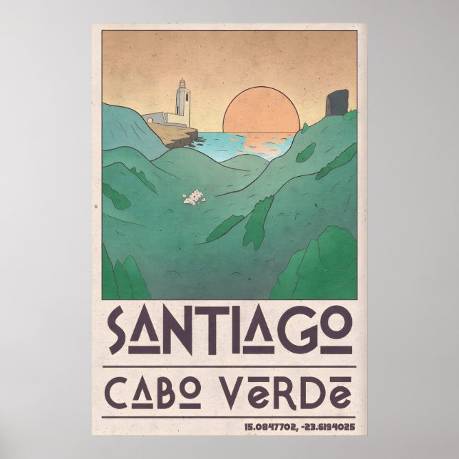 Kustvägg Art Print Solnedgång Stränder Scene - Mid Poster (Framsidan)