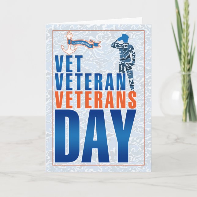 Kustvaktman Veterans Day Blue and Orange Helgkort (Framsida)