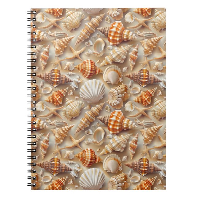 Kustvatten Elegance Seashell Mönster Anteckningsbok (Framsidan)
