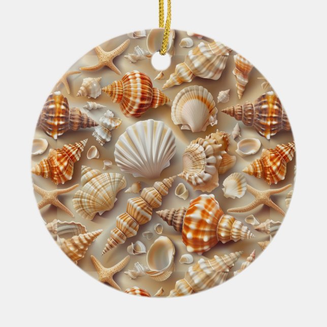 Kustvatten Elegance Seashell Mönster Julgransprydnad Keramik (Framsidan)