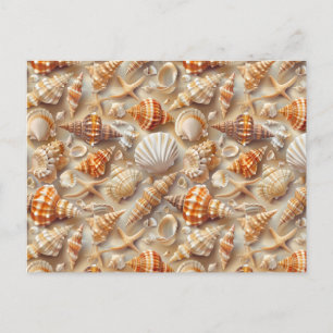 Kustvatten Elegance Seashell Mönster Vykort