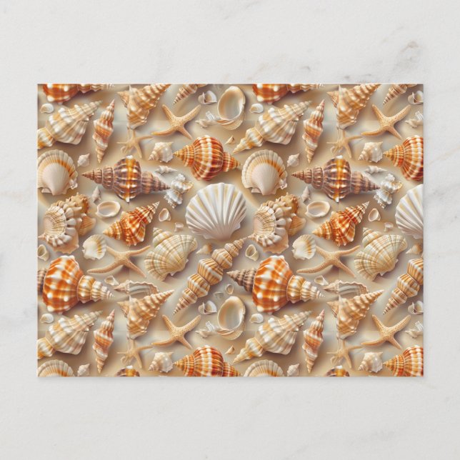 Kustvatten Elegance Seashell Mönster Vykort (Framsida)