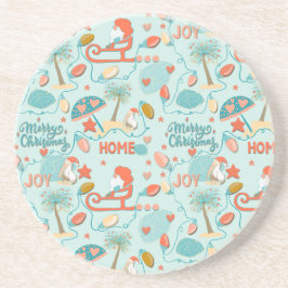 Kustvatten, strandjul, Santa, handflatan träd Underlägg