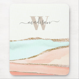 Kustvattenfärg Abstrakt med Namn och Monogram Musmatta