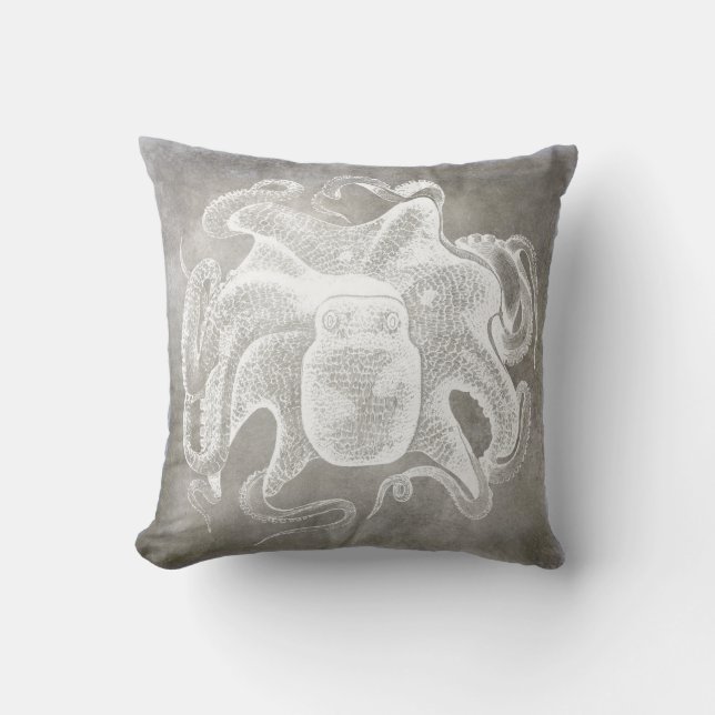 Kustvattenfärg Octopus Silver Pewter-Neutralt Kudde (Framsida)