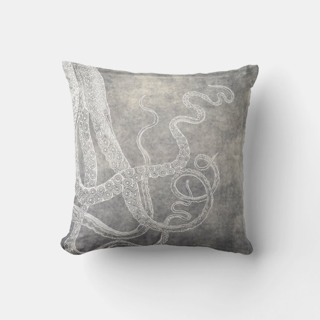 Kustvattenfärg Octopus Silver Pewter-Neutralt Kudde (Framsida)
