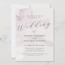 Kustvattenfärg Rosa Elegant bröllop Inbjudningar