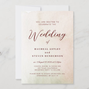 Kustvattenfärg Sepia Elegant bröllop Inbjudningar