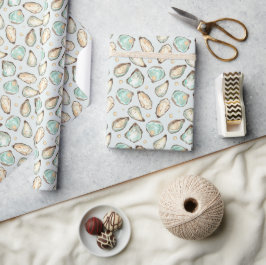 Kustvattenfärgen Oyster och Pearl Mönster Presentpapper